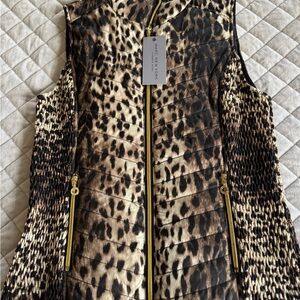 Marc New York Animal Print Vest with Gold Zipper